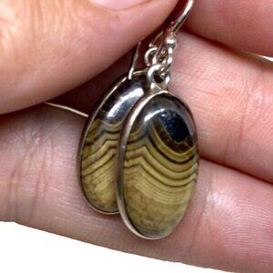 Polish Schalenblendle Cabs in Solid Sterling Silver | Dangle Earrings